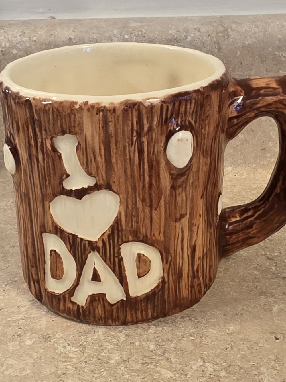Vintage 1993 Applause "Hickory Creek" Dad Mug Cup Faux Wood / Tree Bark